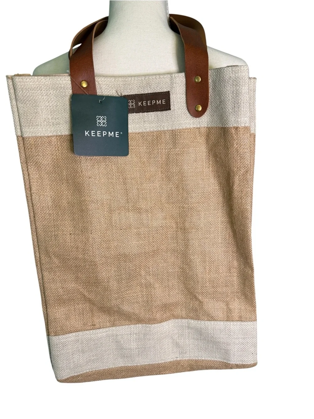 St. Regis-branded Beach Tote Bag in Natural Brown & Cream